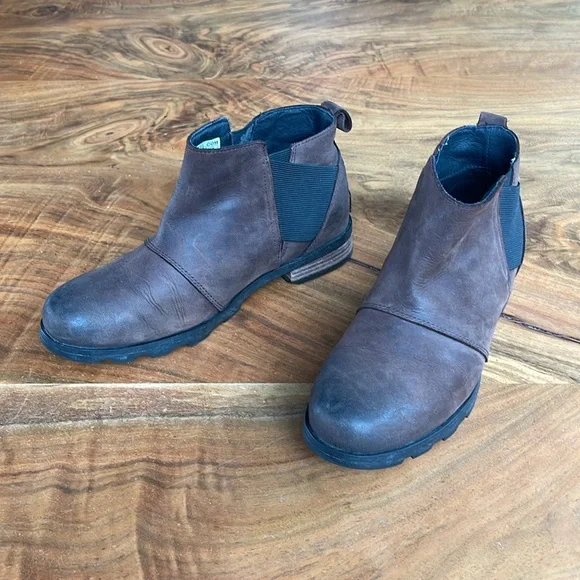 SOREL Emilie Brown Leather Waterproof Boots Booties Women’s Size 9.5 - Picture 8 of 12